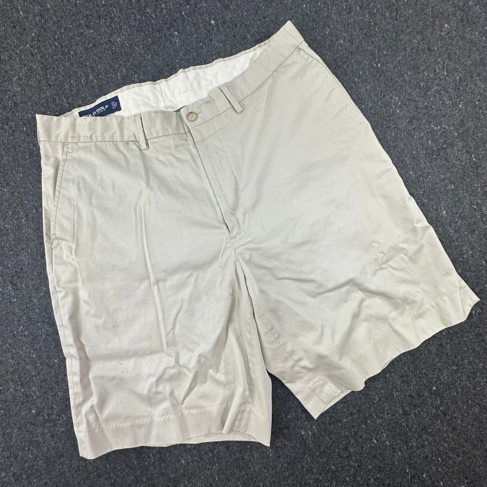 Polo Golf Ralph Lauren Shorts Men 38 Beige Chino Flat Front Cotton Twill Classic
